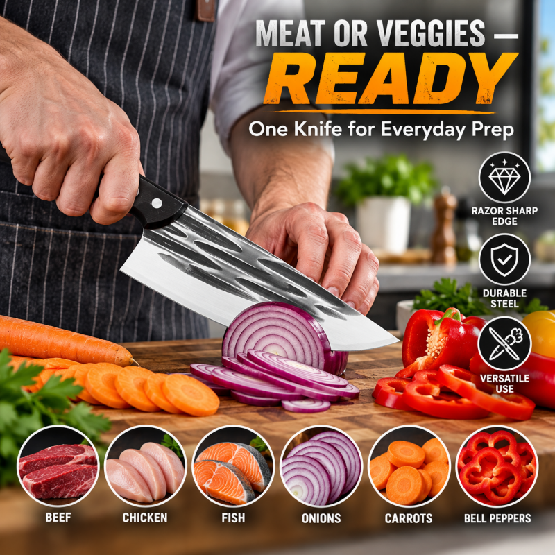 Hot Deal! 50% Off for a Limited Time! A masterpiece by a master blacksmith, designed specifically for cutting hard objects.Ultra-Sharp Kitchen Butcher Knife