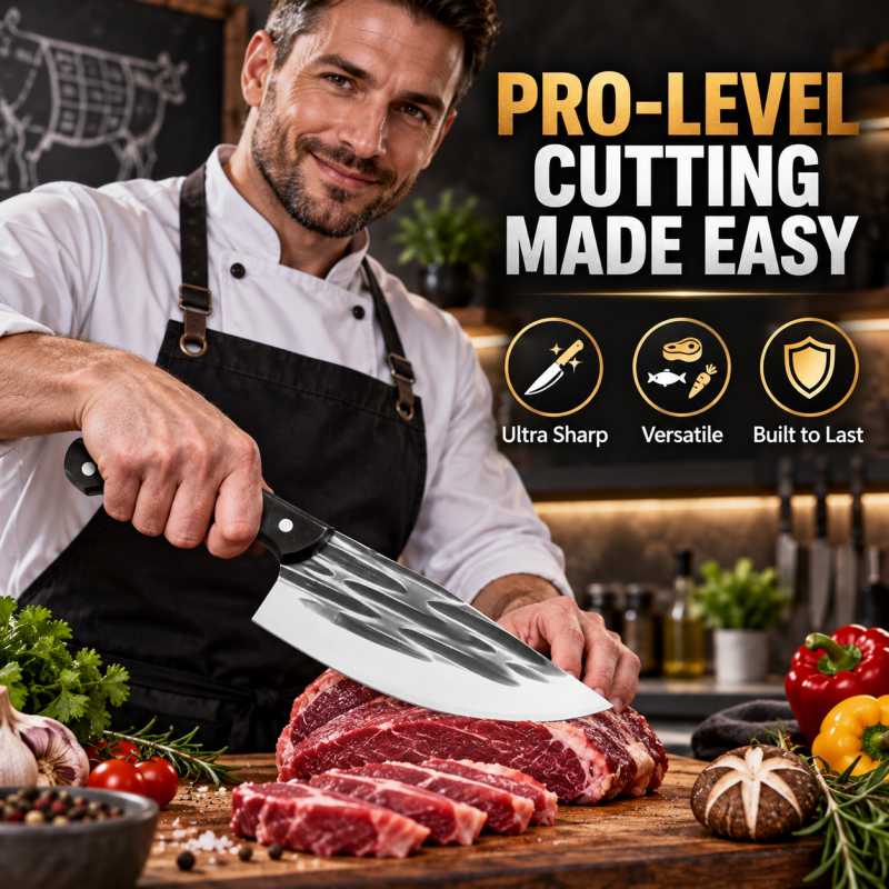 Hot Deal! 50% Off for a Limited Time! A masterpiece by a master blacksmith, designed specifically for cutting hard objects.Ultra-Sharp Kitchen Butcher Knife