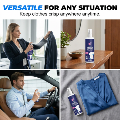 🔥Completely Upgraded!Hot Deal!🎁 50% Off for a Limited Time! This wrinkle-removing spray quickly smooths out wrinkles with just a light spritz, effortlessly solving wrinkle problems on shirts, suits, and dresses.Wrinkle Release Spray For Travel