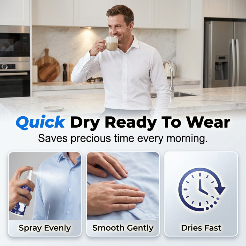 🔥Completely Upgraded!Hot Deal!🎁 50% Off for a Limited Time! This wrinkle-removing spray quickly smooths out wrinkles with just a light spritz, effortlessly solving wrinkle problems on shirts, suits, and dresses.Wrinkle Release Spray For Travel