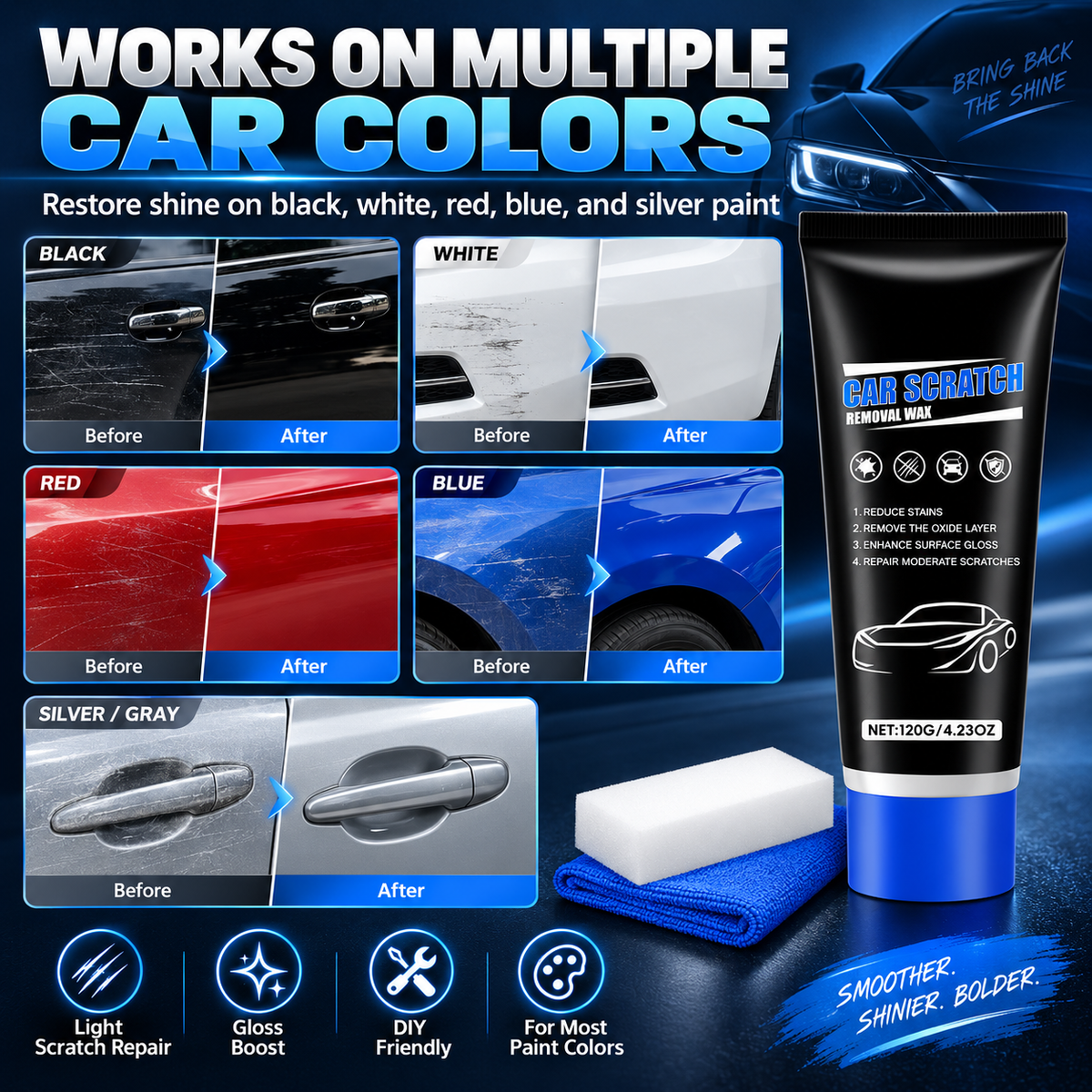 🔥50% Off for a Limited Time🔥!Super-Powered Repair! What You See Is What You Get!Premium Car Scratch Removal Polish Wax
