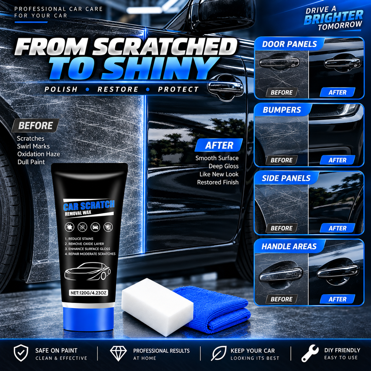 🔥50% Off for a Limited Time🔥!Super-Powered Repair! What You See Is What You Get!Premium Car Scratch Removal Polish Wax
