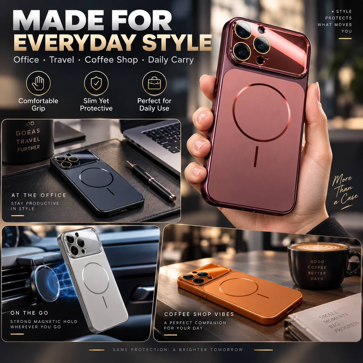 ⏳🔥LIMITED-TIME 50% OFF! ⏰A worthwhile upgrade! Stunning color combinations, a silky-smooth, refined texture, and a sophisticated, shimmering metallic lens design!Slim Shockproof Matte Magnetic Phone Case