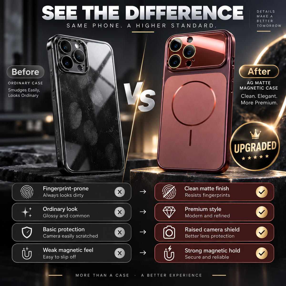 ⏳🔥LIMITED-TIME 50% OFF! ⏰A worthwhile upgrade! Stunning color combinations, a silky-smooth, refined texture, and a sophisticated, shimmering metallic lens design!Slim Shockproof Matte Magnetic Phone Case