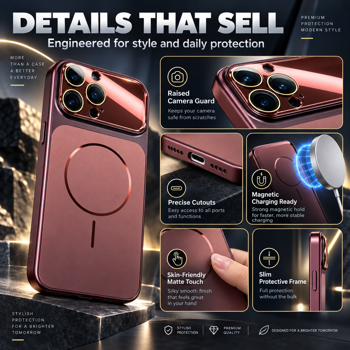 ⏳🔥LIMITED-TIME 50% OFF! ⏰A worthwhile upgrade! Stunning color combinations, a silky-smooth, refined texture, and a sophisticated, shimmering metallic lens design!Slim Shockproof Matte Magnetic Phone Case