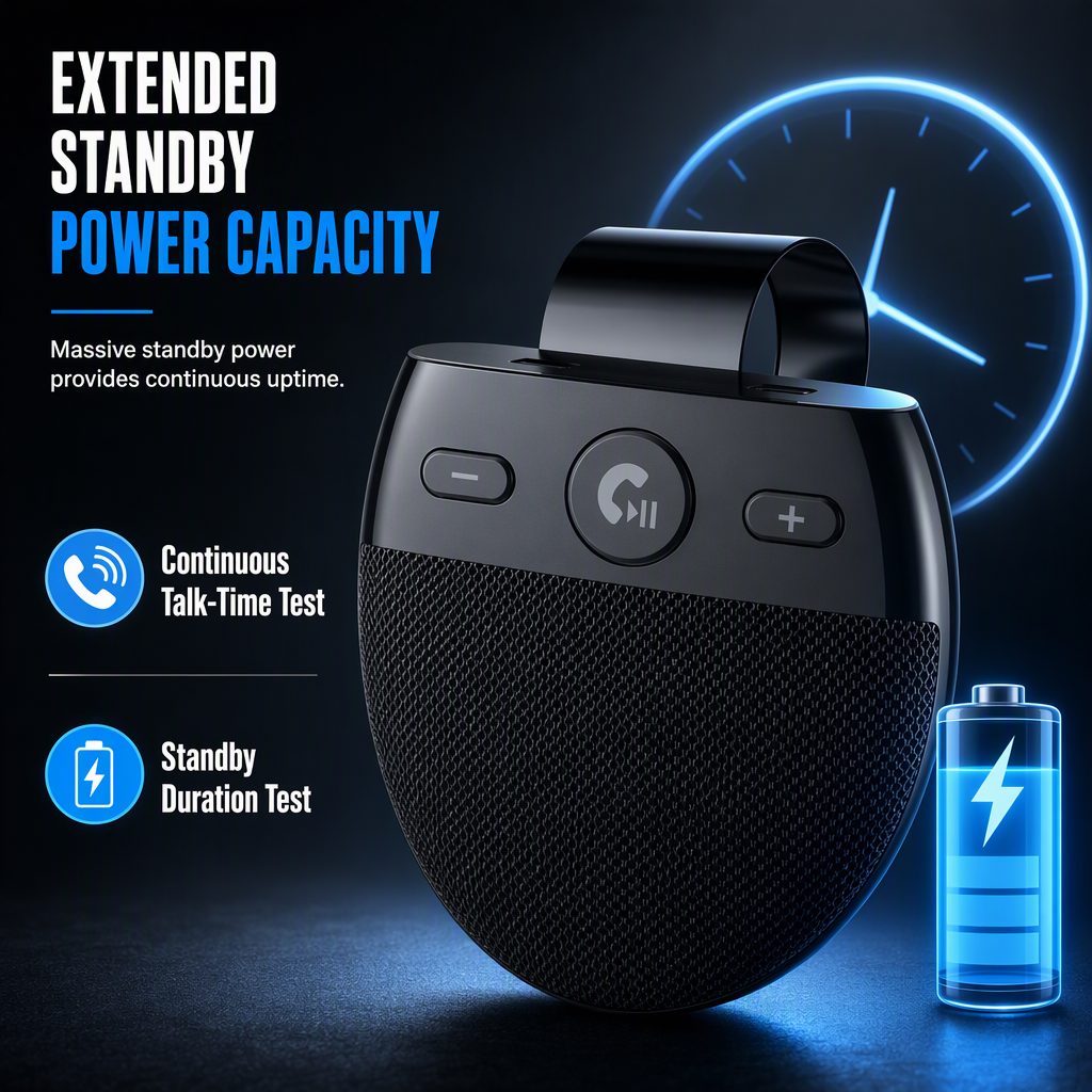 📢📢 50% OFF🚗SP11 Car Sun Visor Bluetooth Hands Free Speakerphone with Vibration Activated Auto Power On A2DP Support and Caller ID Voice Prompt