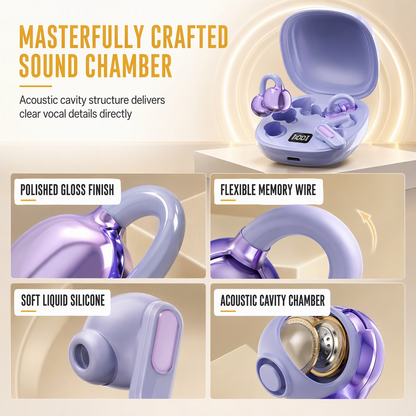 B115 3-in-1 Bluetooth Earphones with 6 Earbuds Ear Clip and In-Ear Sleep Headphones with Noise Cancelling and Long Battery Life