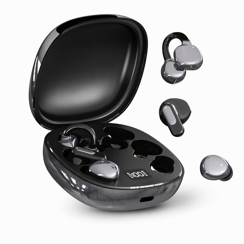 B115 3-in-1 Bluetooth Earphones with 6 Earbuds Ear Clip and In-Ear Sleep Headphones with Noise Cancelling and Long Battery Life
