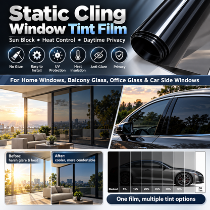 🎁🔥Multi-Purpose Scratch-Resistant Window Tint Film.Sun Control Film, Automotive and Residential Window Film, UV Protection, Heat Rejection, and Privacy