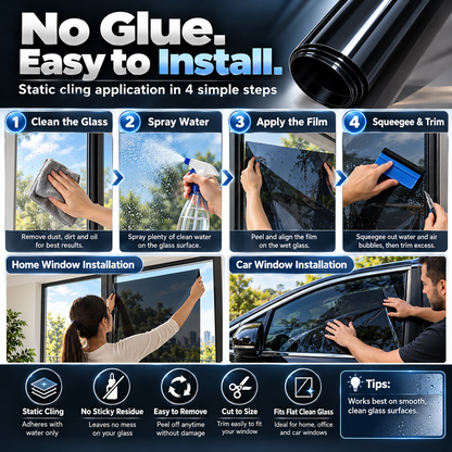 🎁🔥Multi-Purpose Scratch-Resistant Window Tint Film.Sun Control Film, Automotive and Residential Window Film, UV Protection, Heat Rejection, and Privacy