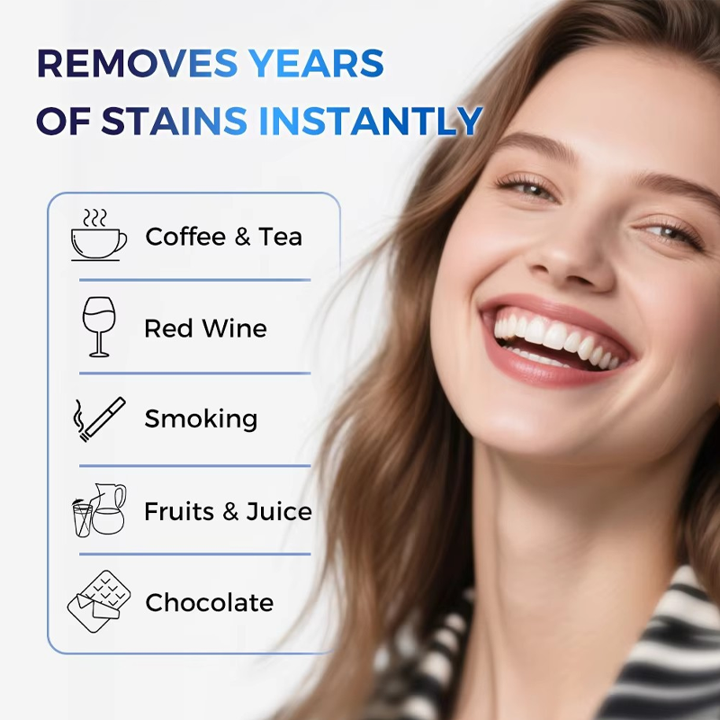 🎁🔥Teeth whitening device—Professional LED Teeth Whitening Kit🦷——helps improve yellowing caused by coffee, tea, and tobacco stains, and reduces discomfort from tooth sensitivity.